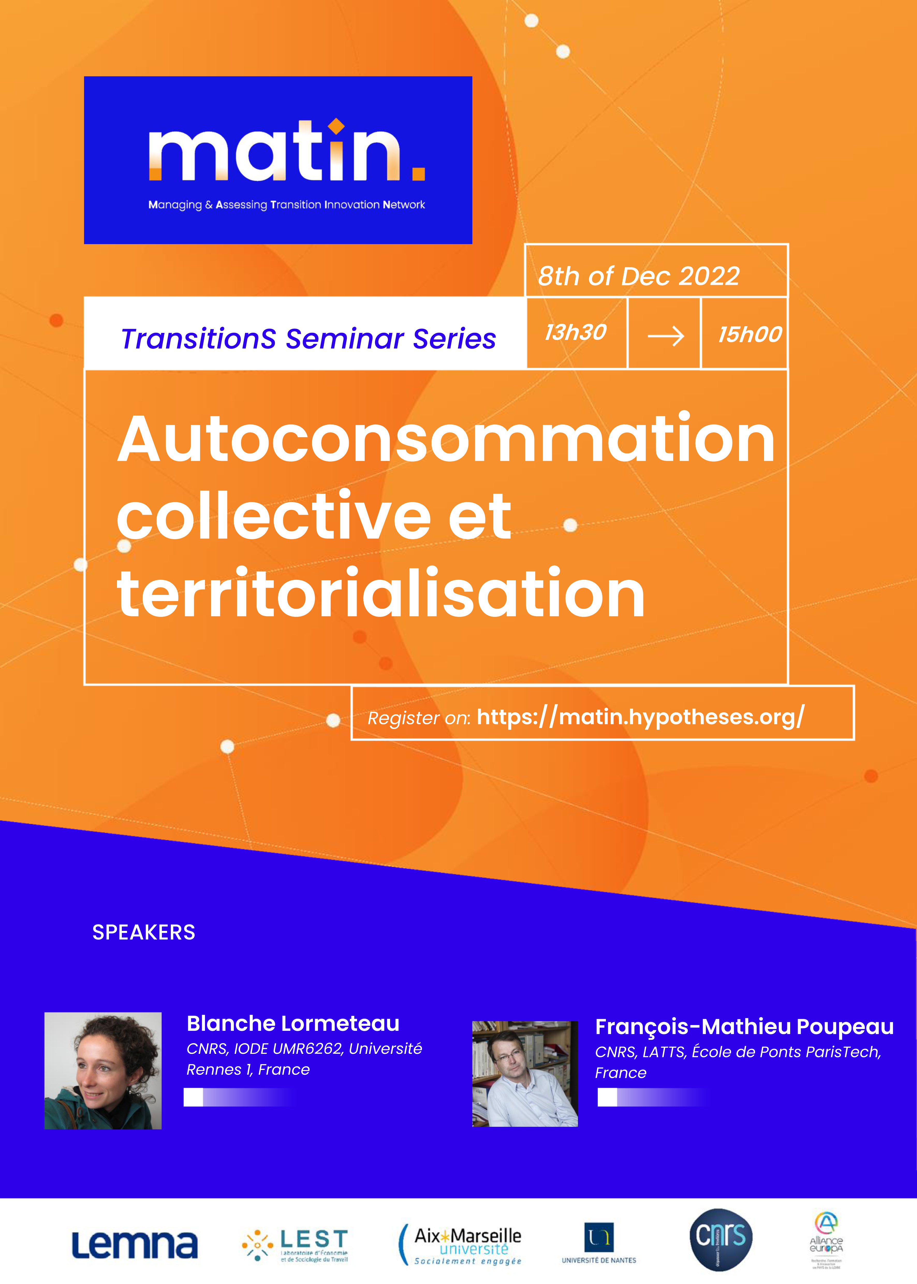 MATIN TransitionS Seminar : Autoconsommation collective & territorialisation