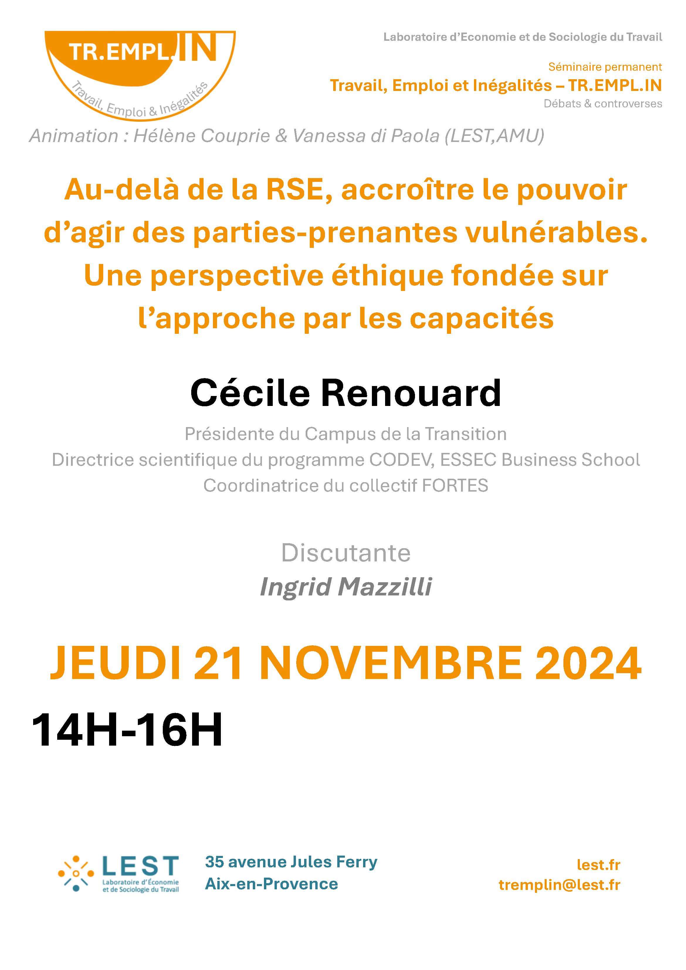 Au-delà de la RSE, accroître le pouvoir d'agir des parties-prénantes vulnérables.Une perspective éthique fondée sur l'approche par les capacités