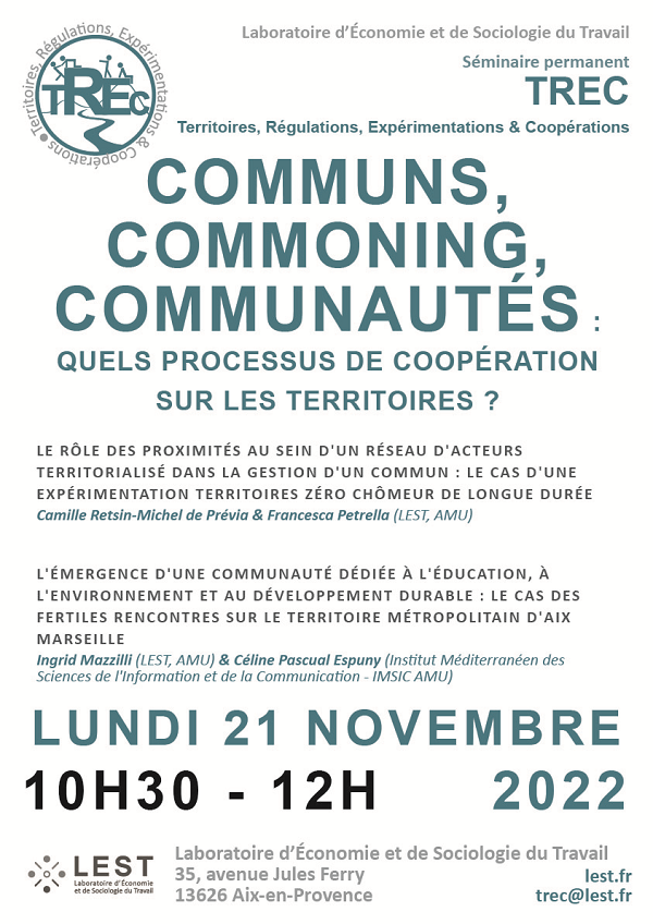trec « Communs, commoning, communautés : quels processus de coopération sur les territoires ?