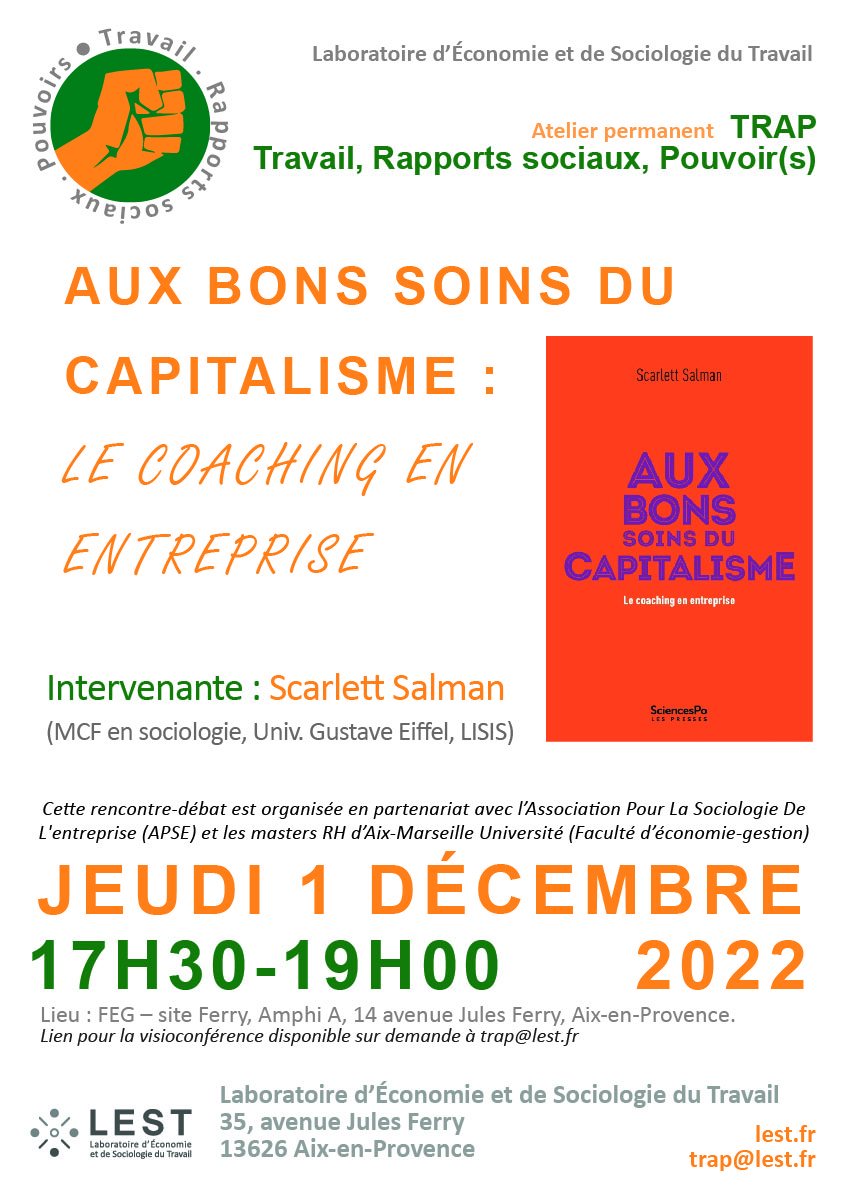 Jeudi 1er décembre 2022 : « Aux bons soins du capitalisme. Le coaching en entreprise »