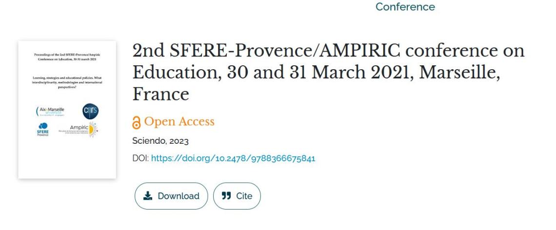La publication des actes du 2e colloque SFERE-Provence/Ampiric, dirigés par Martine Gadille (LEST, CNRS) est disponible en accès libre