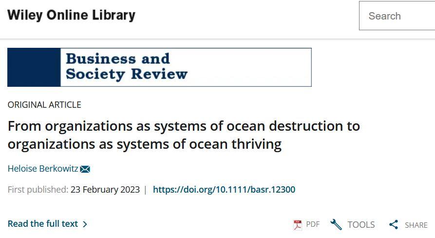 From organizations as systems of ocean destruction to organizations as systems of ocean thriving