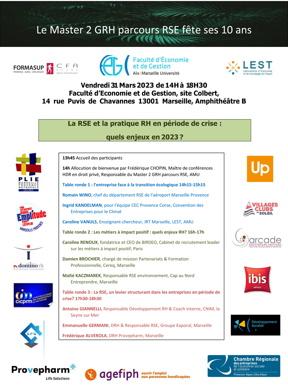 Table Ronde "La RSE et la pratique RH en période de crise : quels enjeux en 2023 ?"