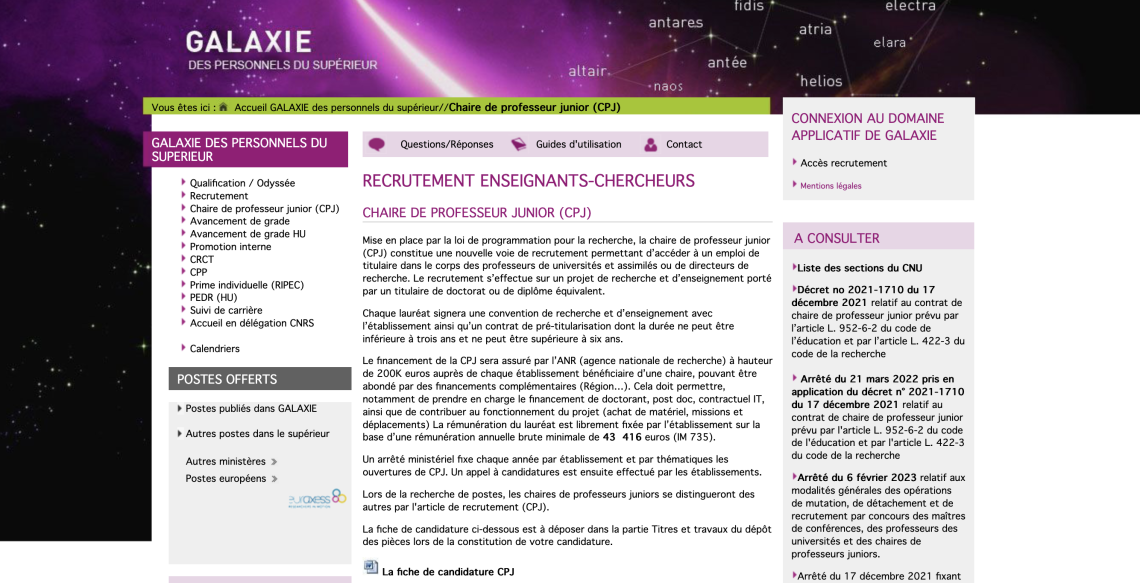 Appel à candidatures – Chaire de Professeur Junior à Aix-Marseille Université
