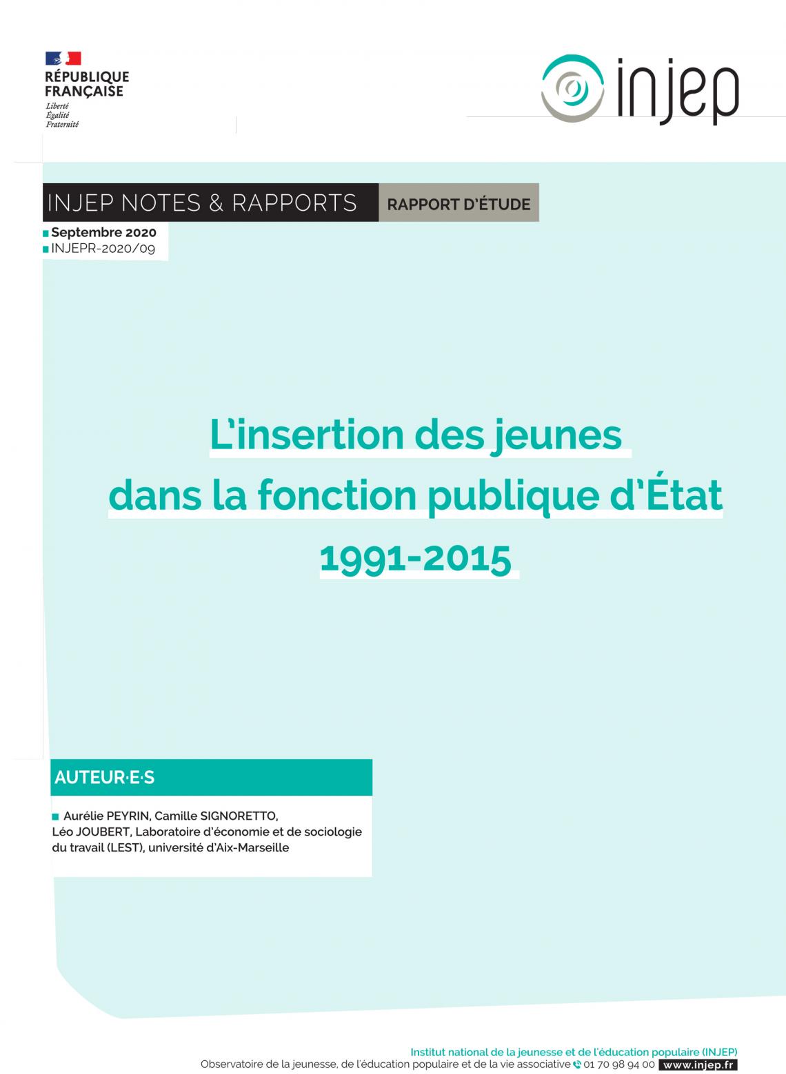 L’insertion des jeunes dans la fonction publique d’État 1991-2015